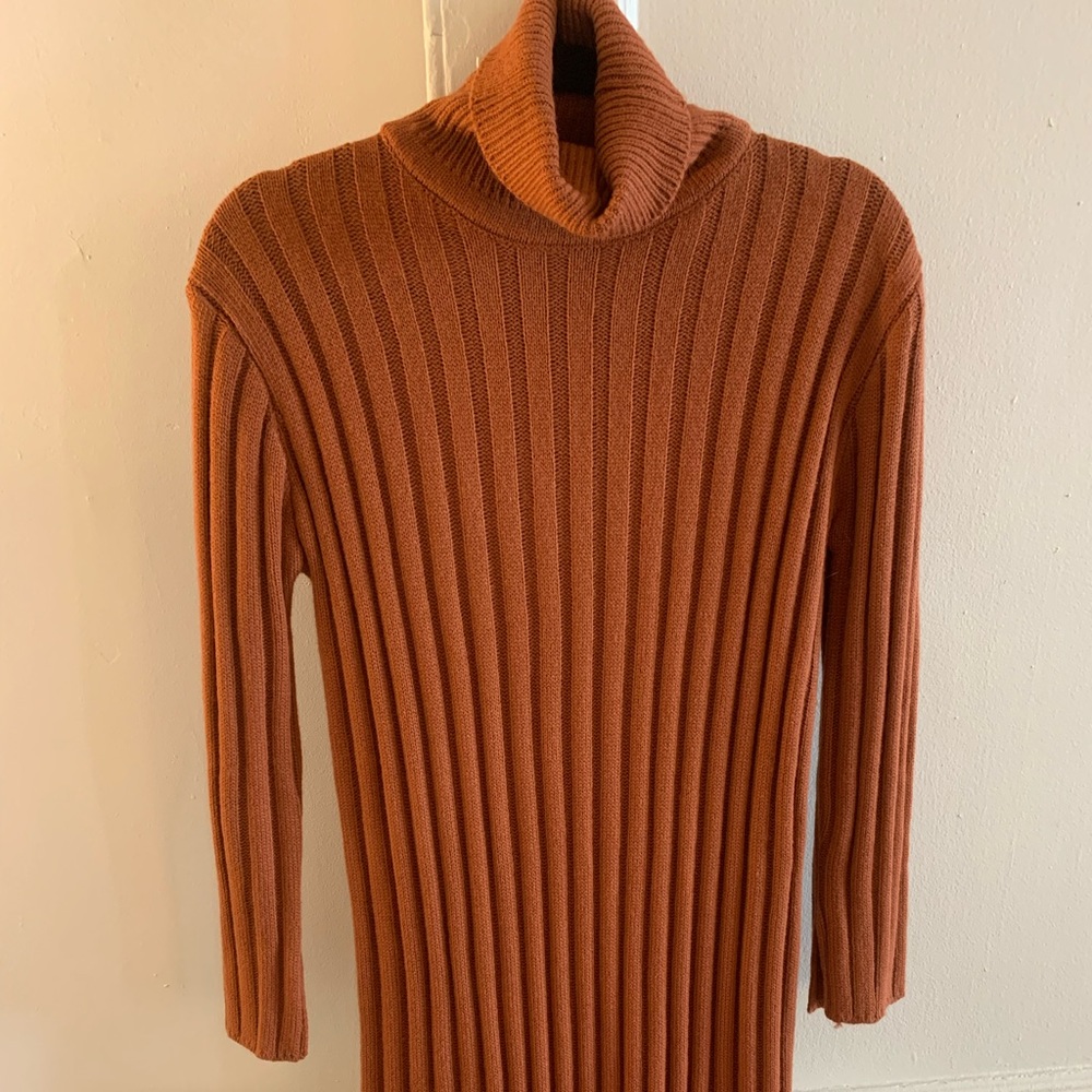 Orange turtle neck dress
